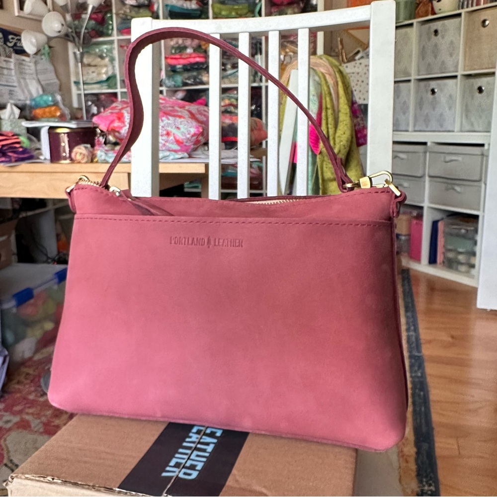 Portland Leather Goods Large Poppy Crossbody Purse Foxglove BNNU